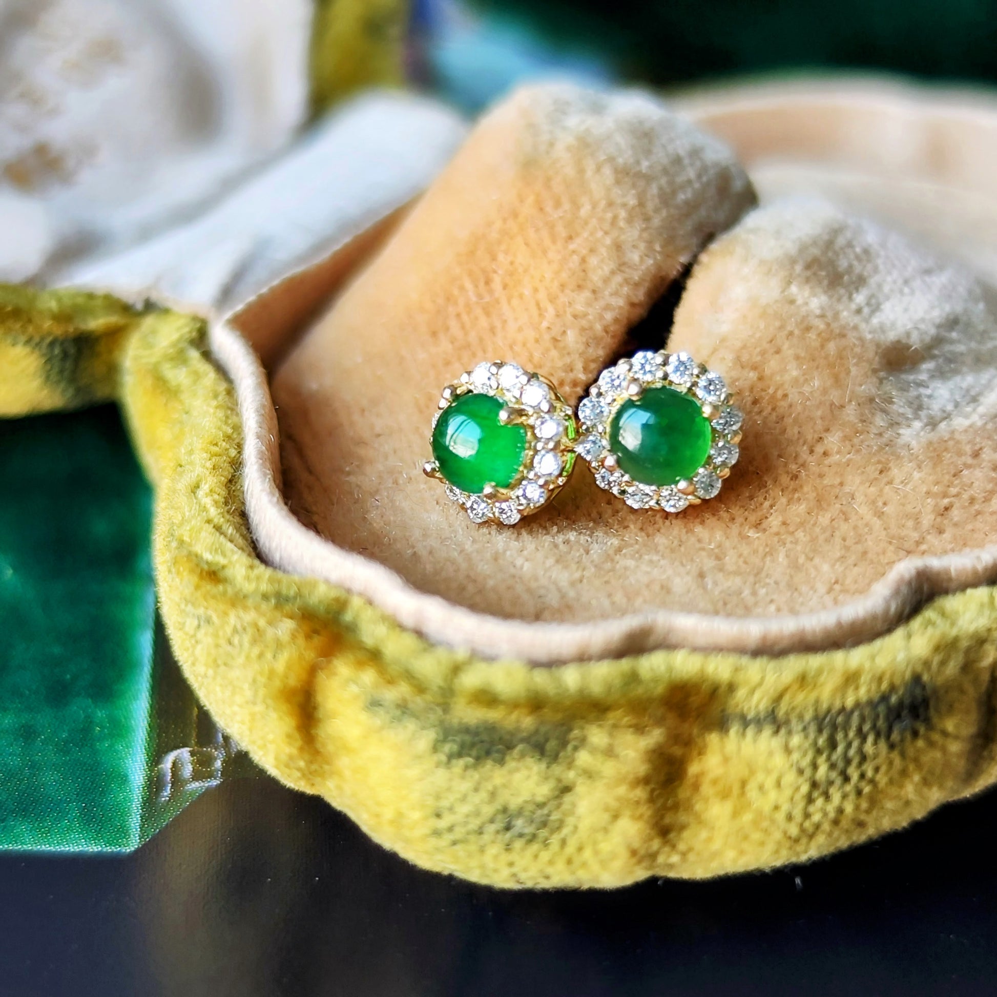 【追加入荷】天然翡翠 天然ダイヤモンド 18金ピアス