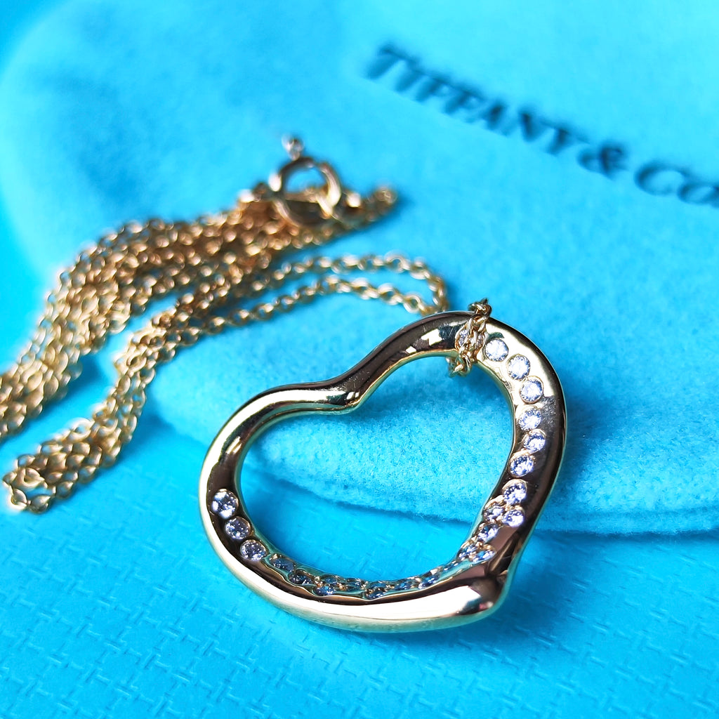 TIFFANY &Co ティファニー オープンハート ダイヤモンド 18金YG ネックレス