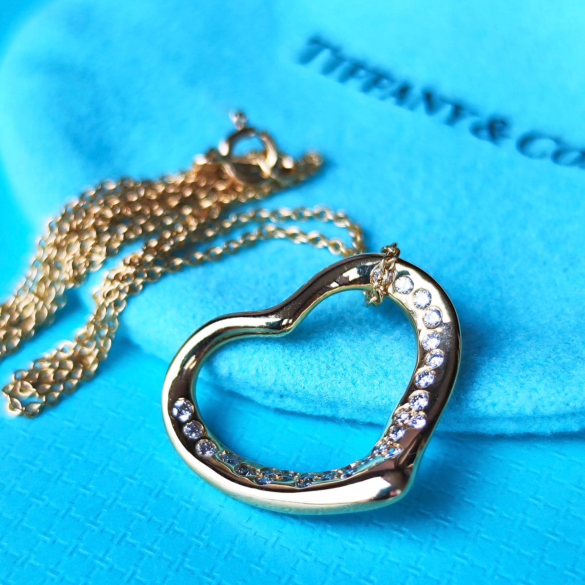 TIFFANY &Co ティファニー オープンハート ダイヤモンド 18金YG ネックレス