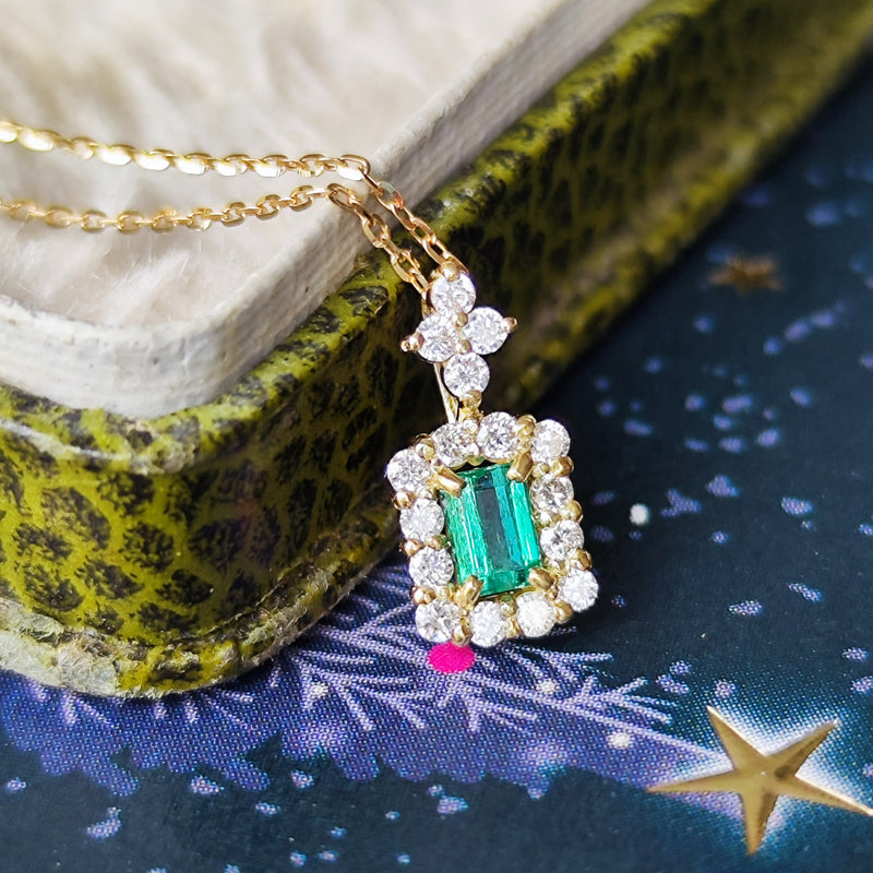 天然エメラルド 天然ダイヤモンド ネックレス