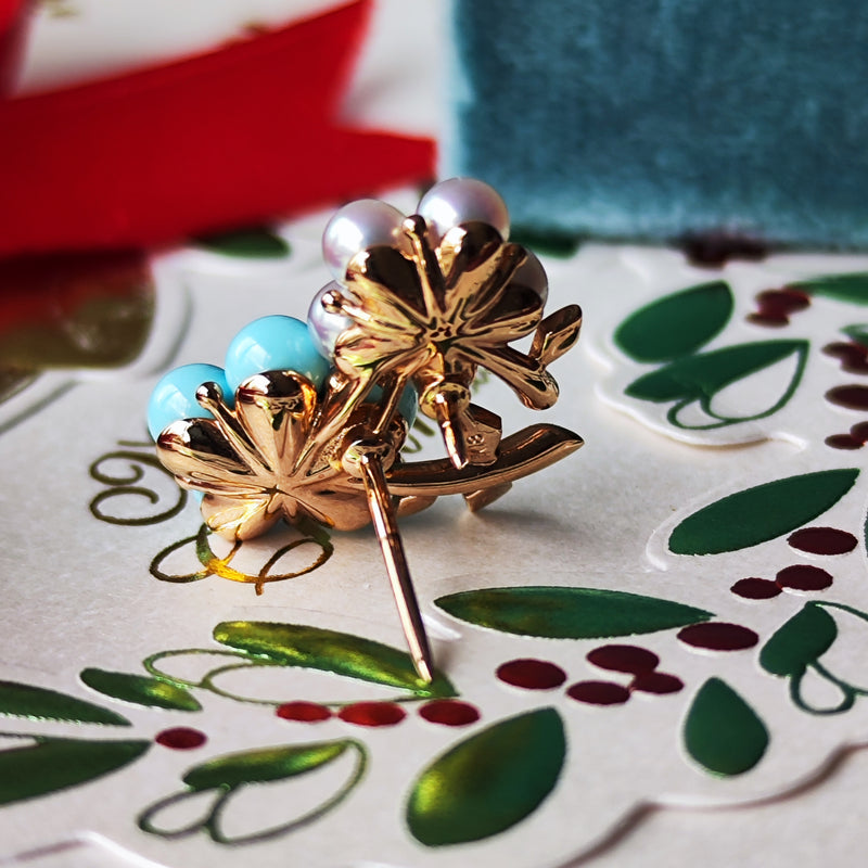 MIKIMOTO ミキモト あこや真珠 ダイヤモンド ターコイズ ルビー フラワーブローチ