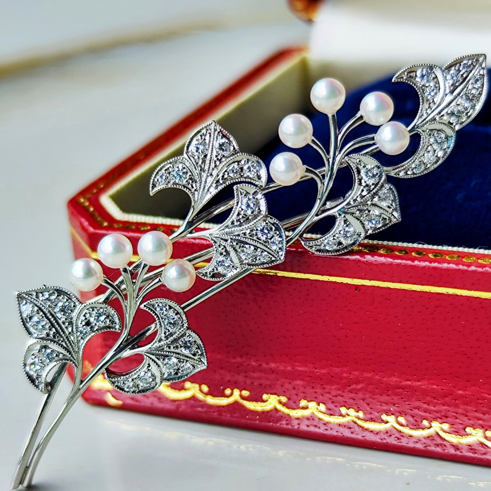 MIKIMOTO ミキモト あこや真珠 天然ダイヤモンド Ir（リジウム）ブローチ