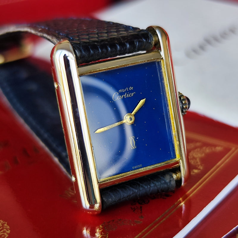 【OH済み】Cartier カルティエ マストタンク ラピスラズリ文字盤 手巻き腕時計