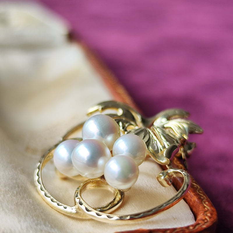 MIKIMOTO ミキモト あこや真珠 葡萄のモチーフ ヴィンテージ