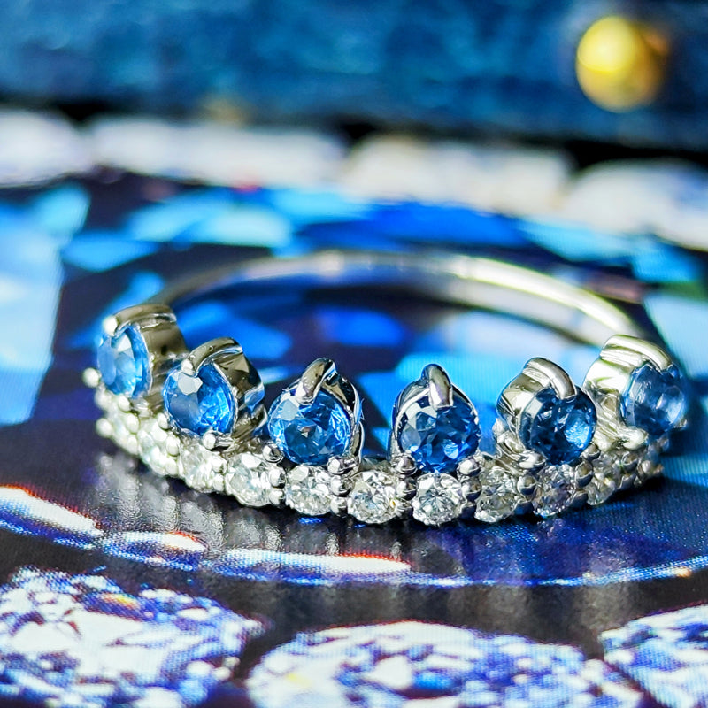 天然石　ブルースピネル　コバルトブルースピネル　天然石リング レアストーン】天然コバルトブルースピネル 天然ダイヤモンド