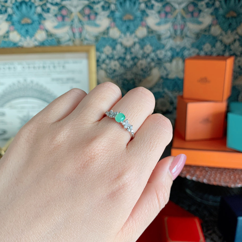 天然翡翠 天然ダイヤモンド プラチナリング