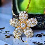 天然ダイヤモンド フラワーモチーフ パヴェ ネックレス