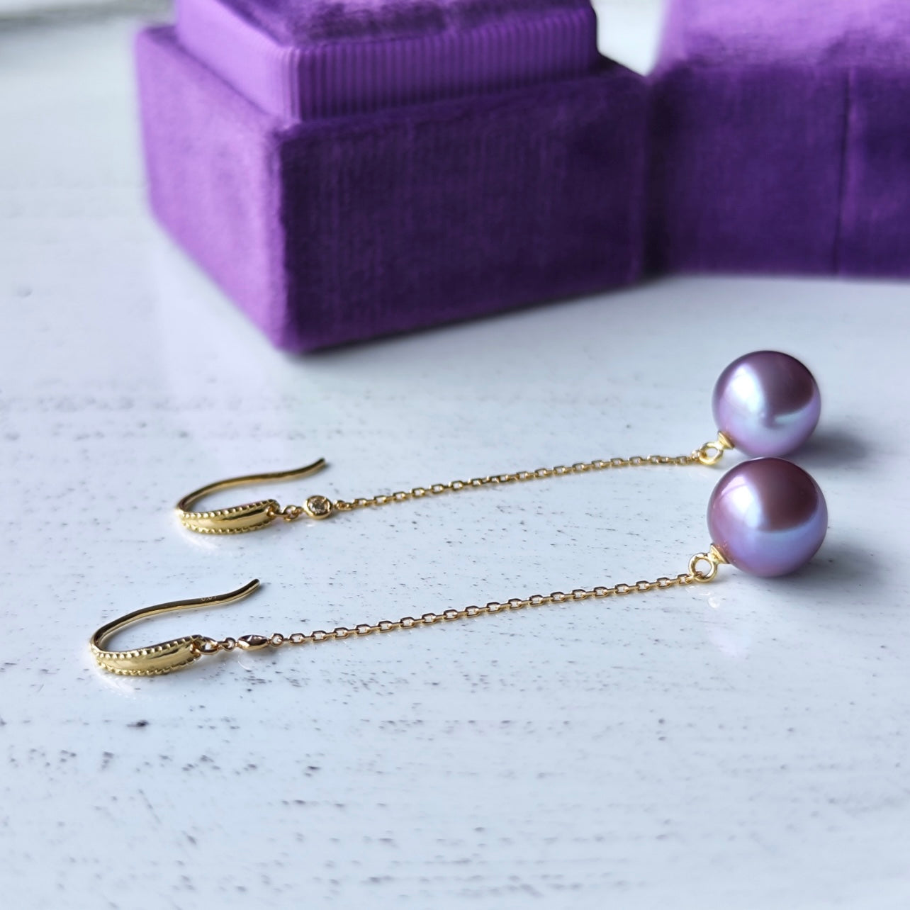 【限定品】紫陽花パール 天然ダイヤモンド ピアス