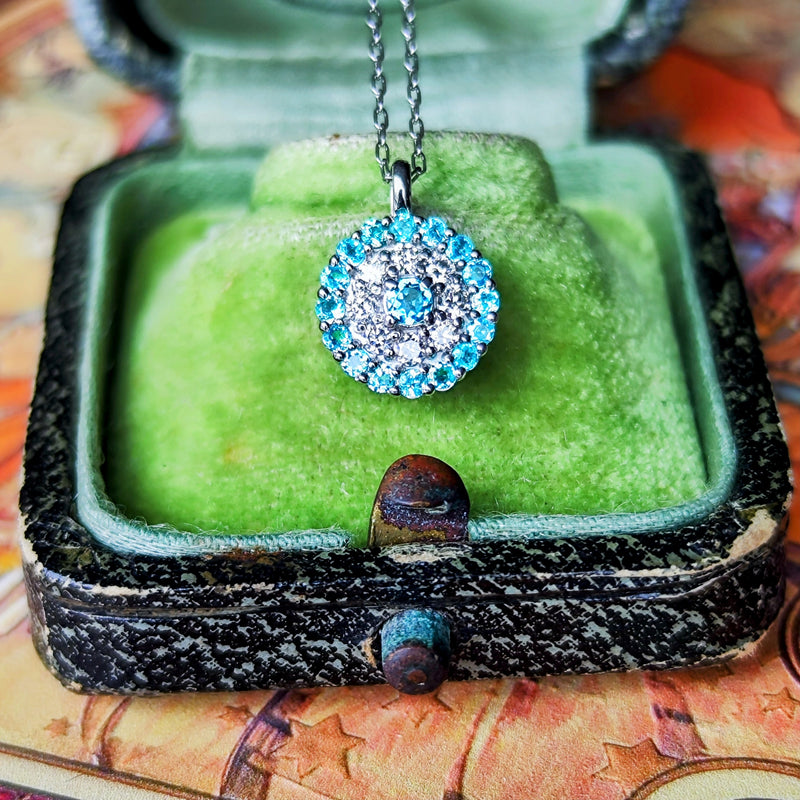 天然パライバトルマリン 天然ダイヤモンド ネックレス