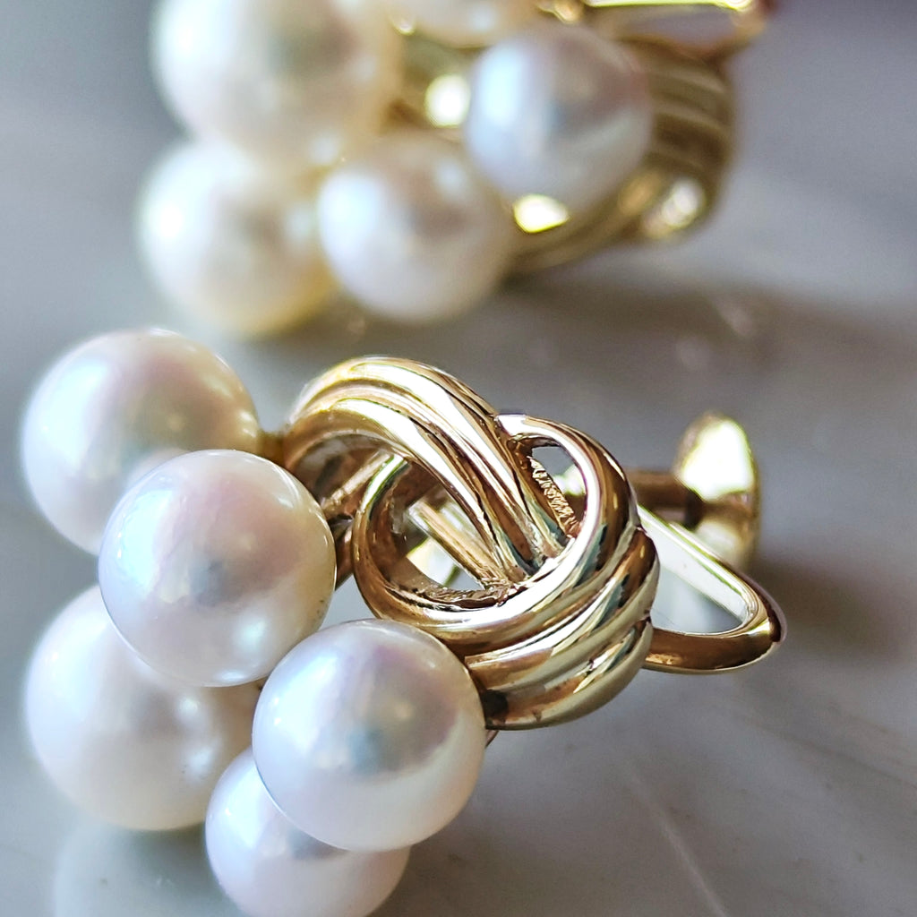 【オールドミキモト 】MIKIMOTO ミキモト あこや真珠 14金YG イヤリング