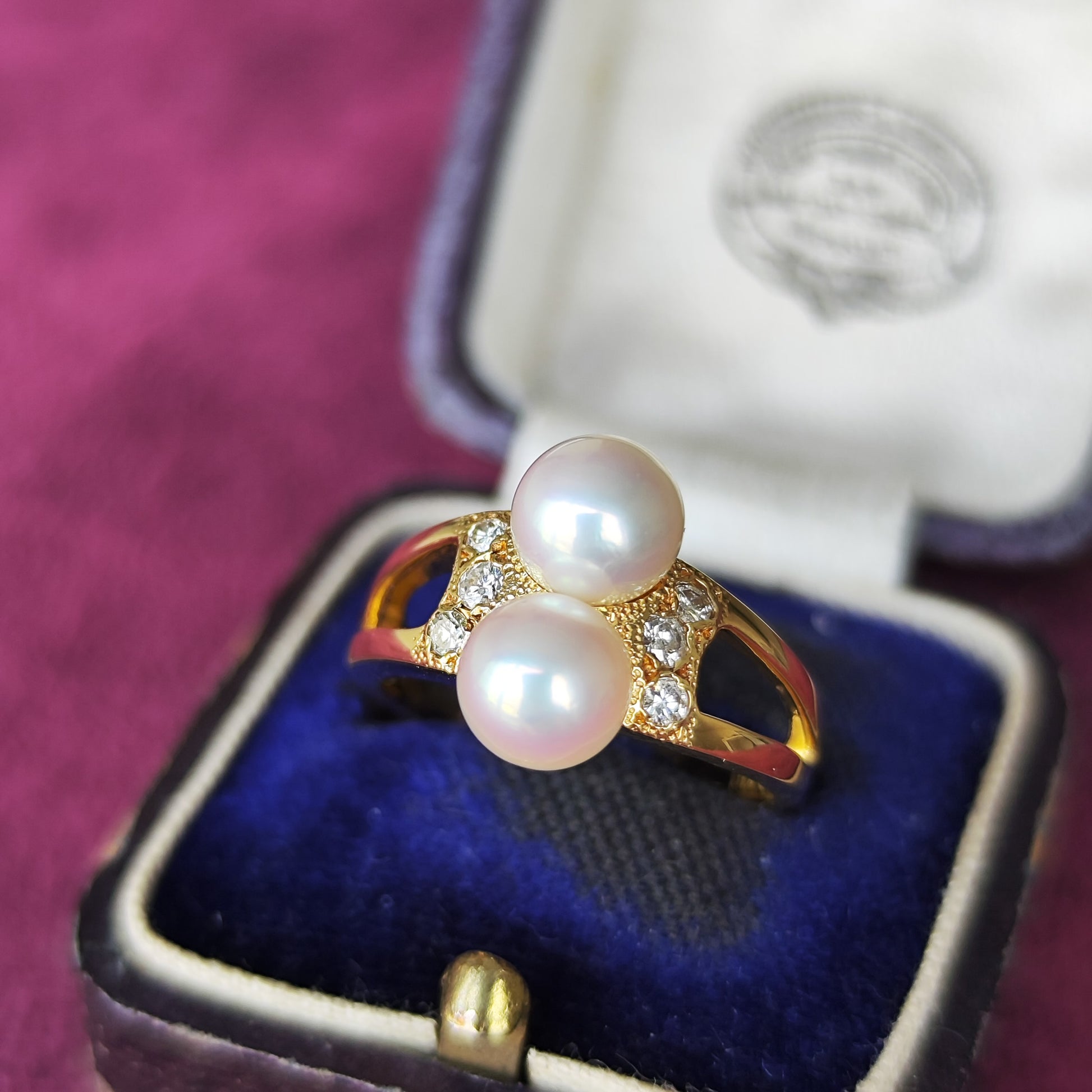 MIKIMOTO ミキモト あこや真珠 天然ダイヤモンド 18金リング