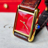 【OH済み】Cartier カルティエ マストタンク レッド文字盤 手巻き腕時計