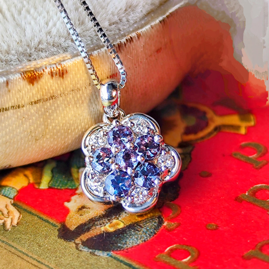 天然アレキサンドライト 0.35ct 天然ダイヤモンド ネックレス プラチナ