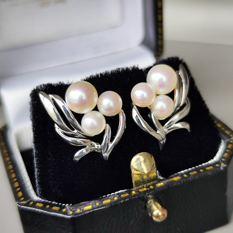 MIKIMOTO ミキモト あこや真珠 18金WG ピアス