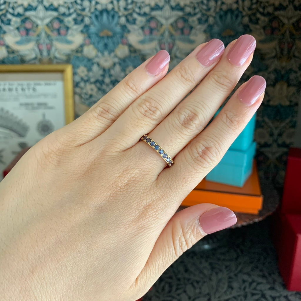 天然アレキサンドライト 0.65ct ハーフエタニティリング 18金YG