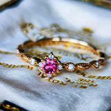 【ホットスピネル】天然ピンクスピネル 天然ダイヤモンド 18金リング