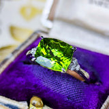 【パキスタン産】天然ペリドット 天然ダイヤモンド リング