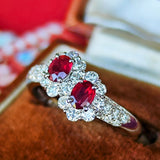 【2石とも 非加熱 ピジョンブラッド】天然ルビー 天然ダイヤモンド リング