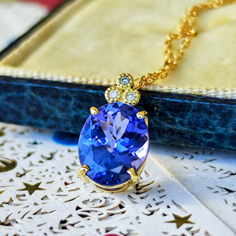 天然タンザナイト 天然ダイヤモンド ネックレス