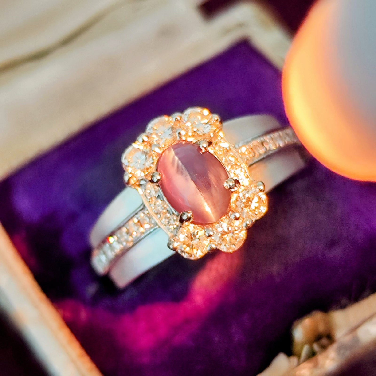 天然アレキサンドライトキャッツアイ 1.16ct 天然ダイヤモンド