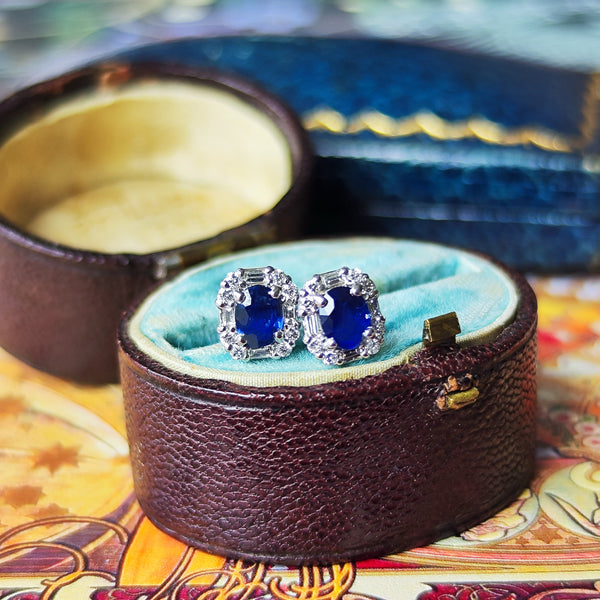 天然サファイア 天然ダイヤモンド 18金WG ピアス