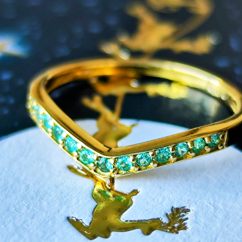 天然パライバトルマリン ハーフエタニティリング 18金