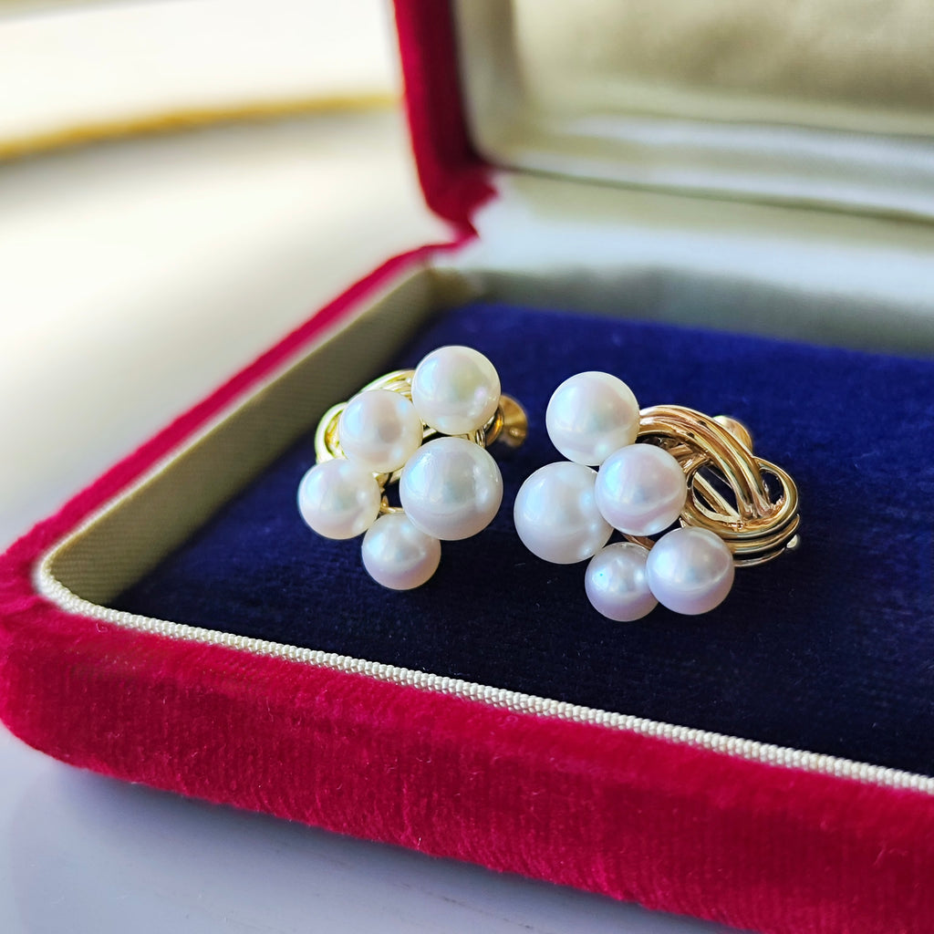 【オールドミキモト 】MIKIMOTO ミキモト あこや真珠 14金YG イヤリング