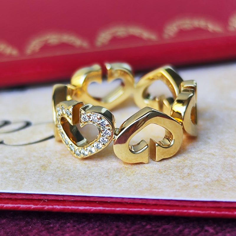 【廃盤 Cartier カルティエ】Cハートダイヤモンド リング K18YG 47