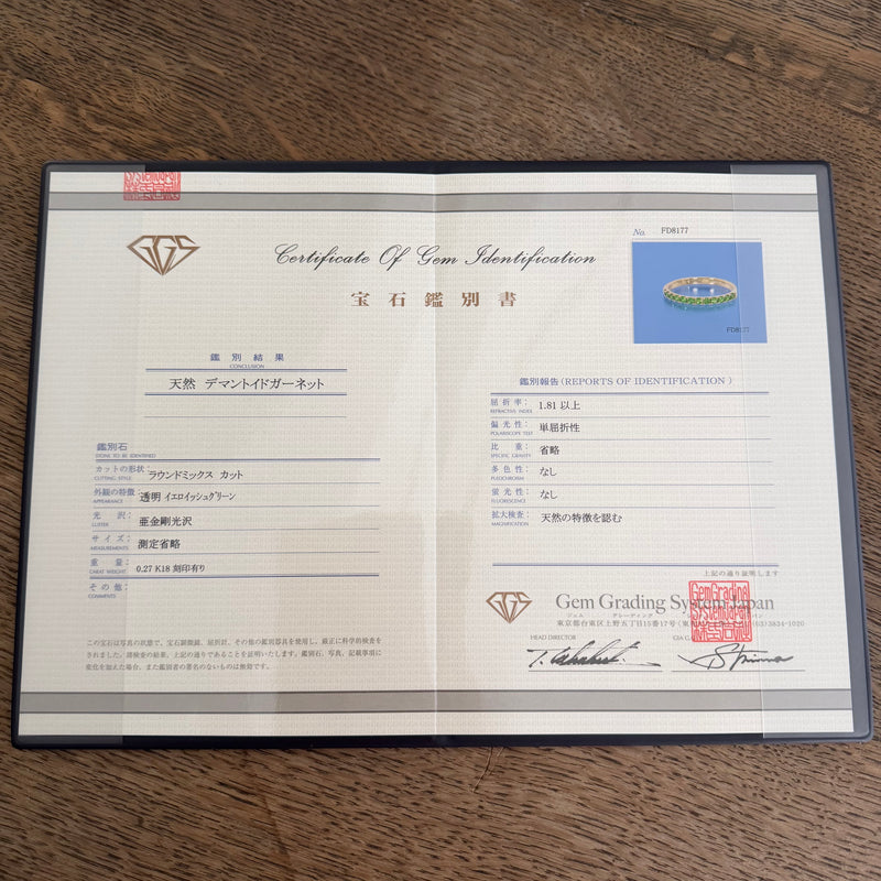 天然デマントイドガーネット ハーフエタニティリング 18金