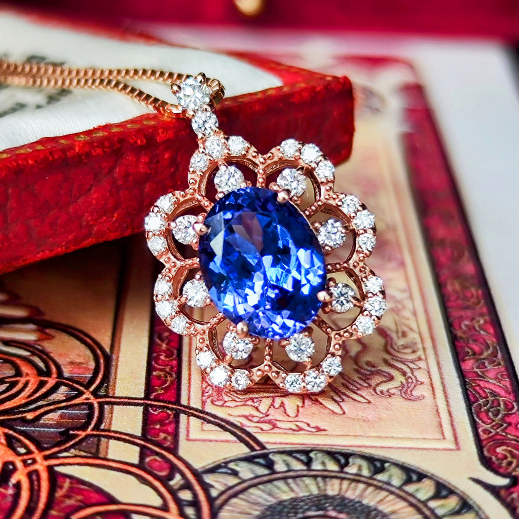 天然タンザナイト 2.07ct 天然ダイヤモンド ネックレス