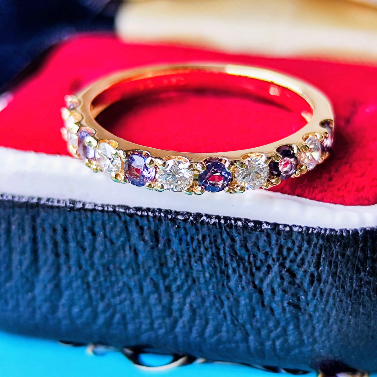 【ベキリーブルー】天然カラーチェンジガーネット 天然ダイヤモンド 0.38ct リング