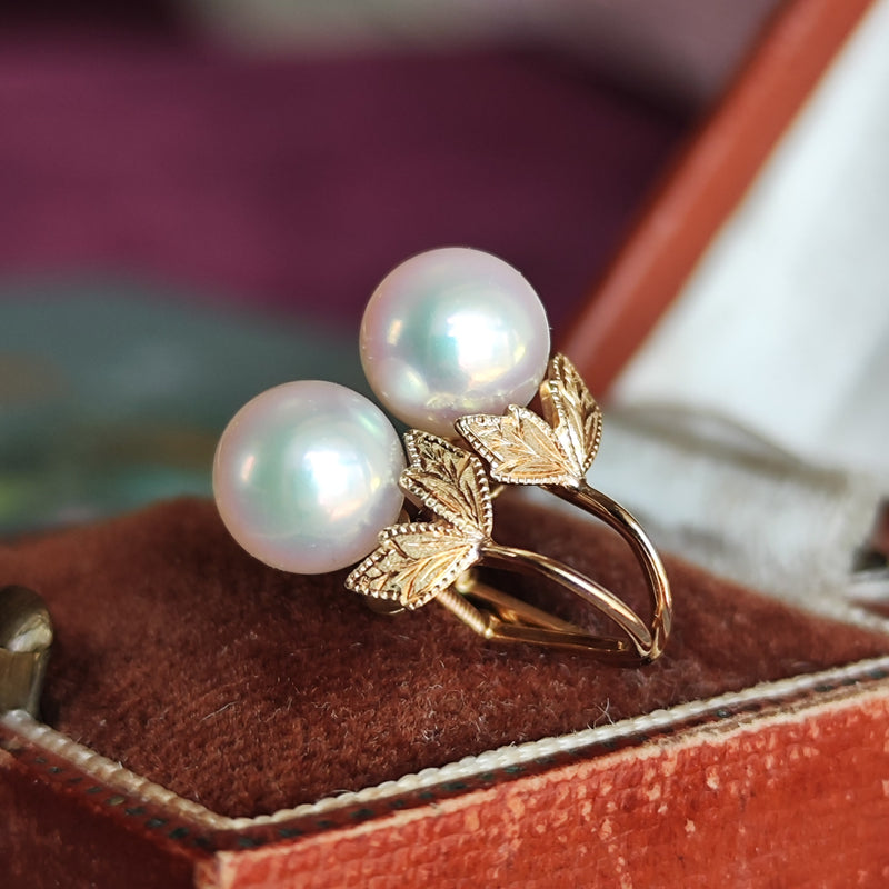 MIKIMOTO ミキモト あこや真珠 ヴィンテージイヤリング 14金