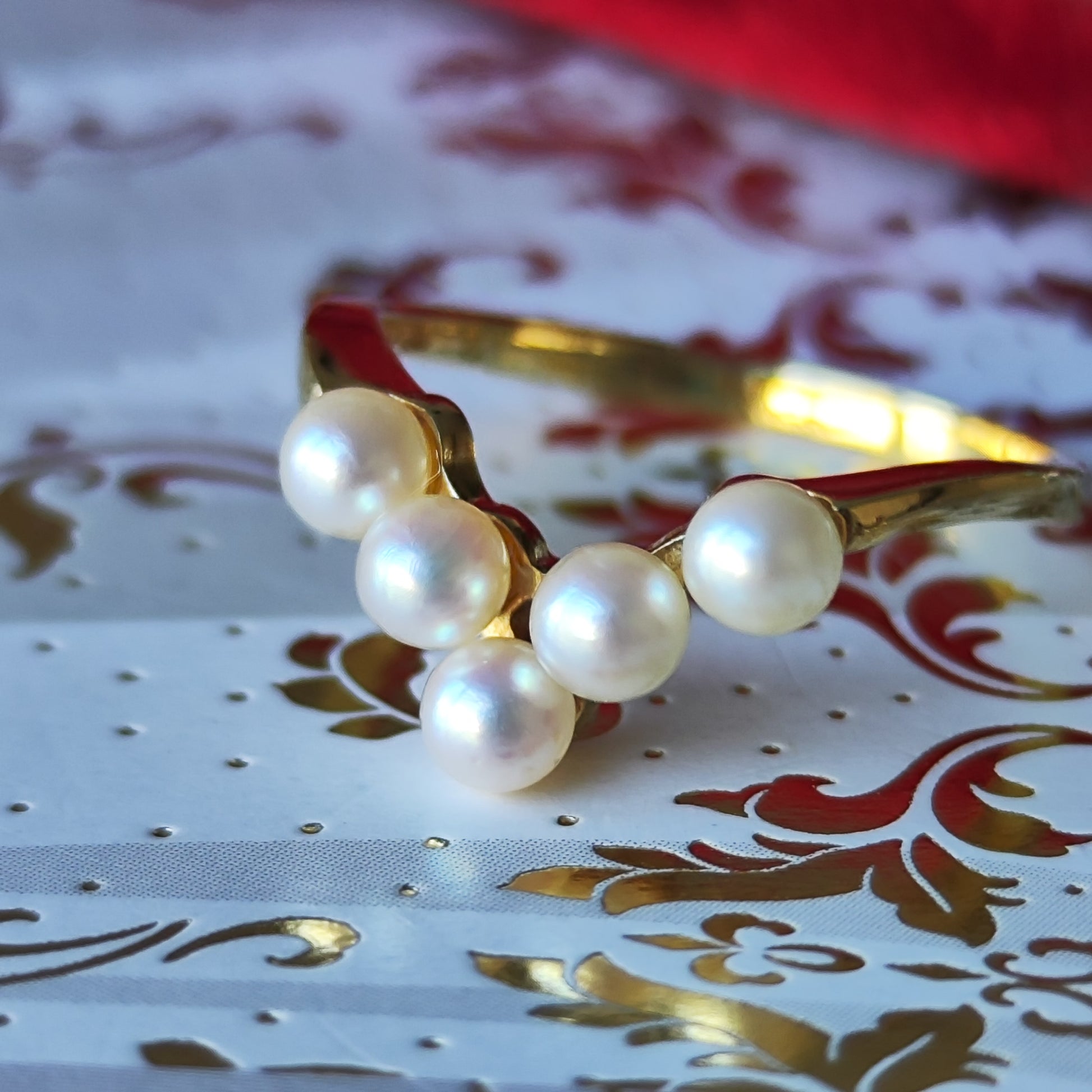 MIKIMOTO ミキモト あこや真珠 ベビーパールV字リング