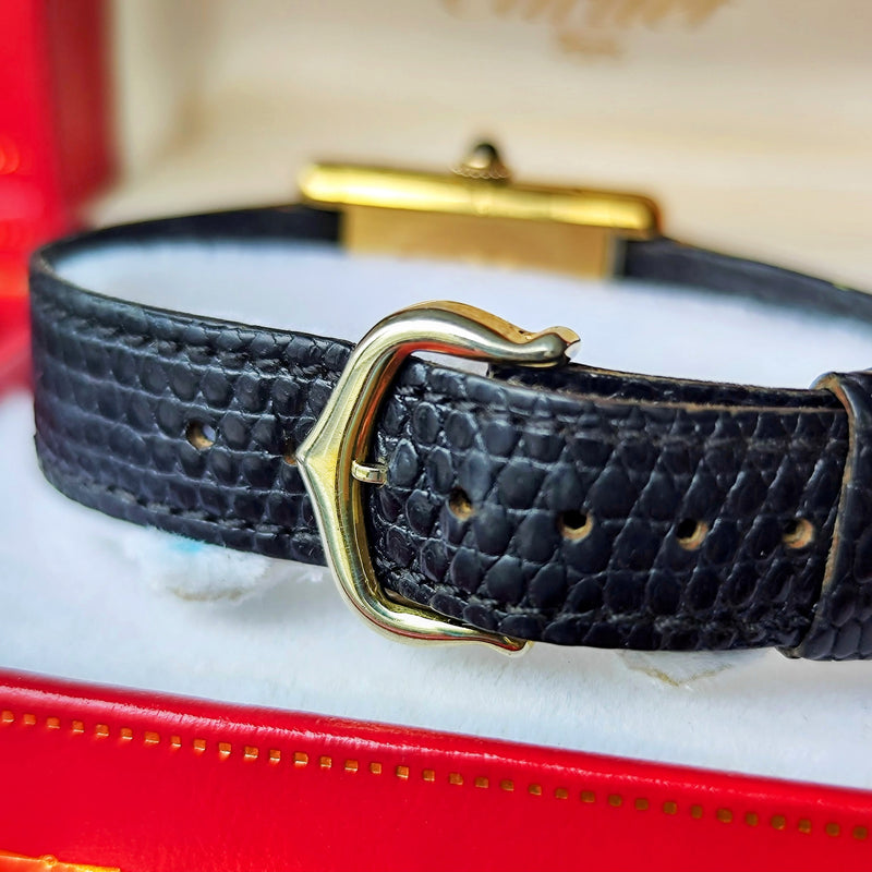 【OH済み】Cartier カルティエ マストタンク ブラックローマンオニキス 手巻き腕時計