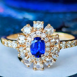 【ロイヤルブルー】スリランカ産 天然サファイア 天然ローズカットダイヤモンド GIA