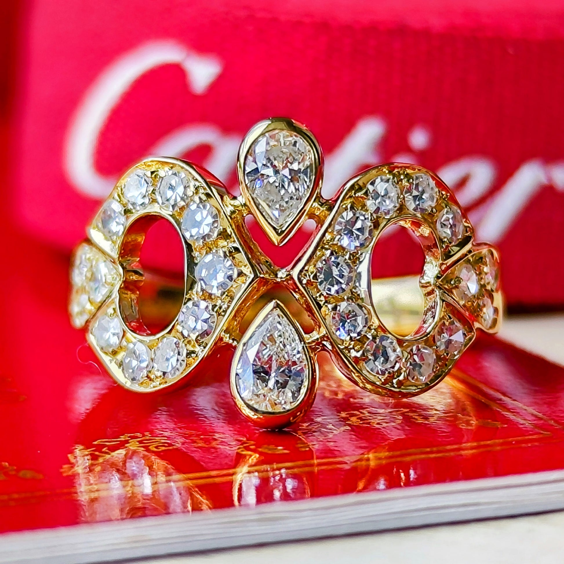 【Vintage Cartier】カルティエ ダイヤモンド 2Cリング 18金 50