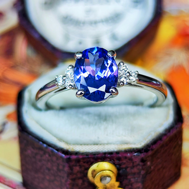 天然タンザナイト 天然ダイヤモンド リング