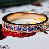 天然アレキサンドライト ダイヤカット ハーフエタニティリング 18金PG