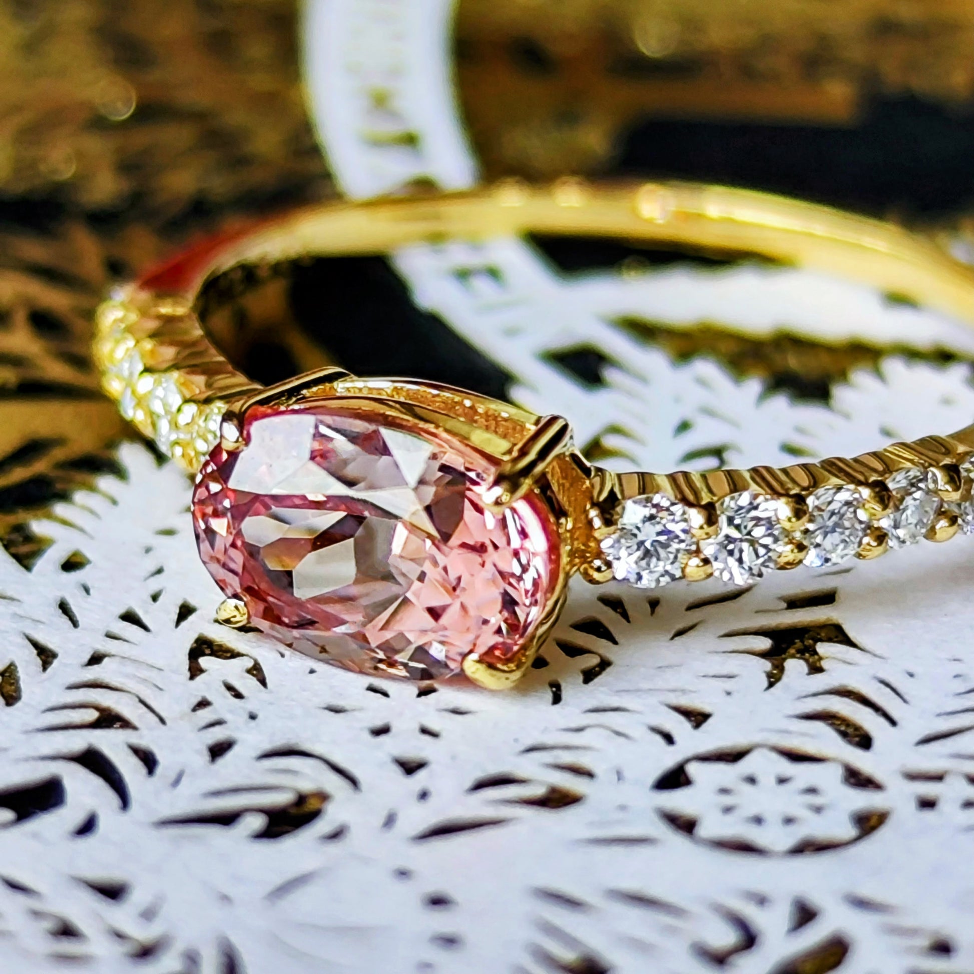 天然マラヤガーネット 1.18ct 天然ダイヤモンド リング