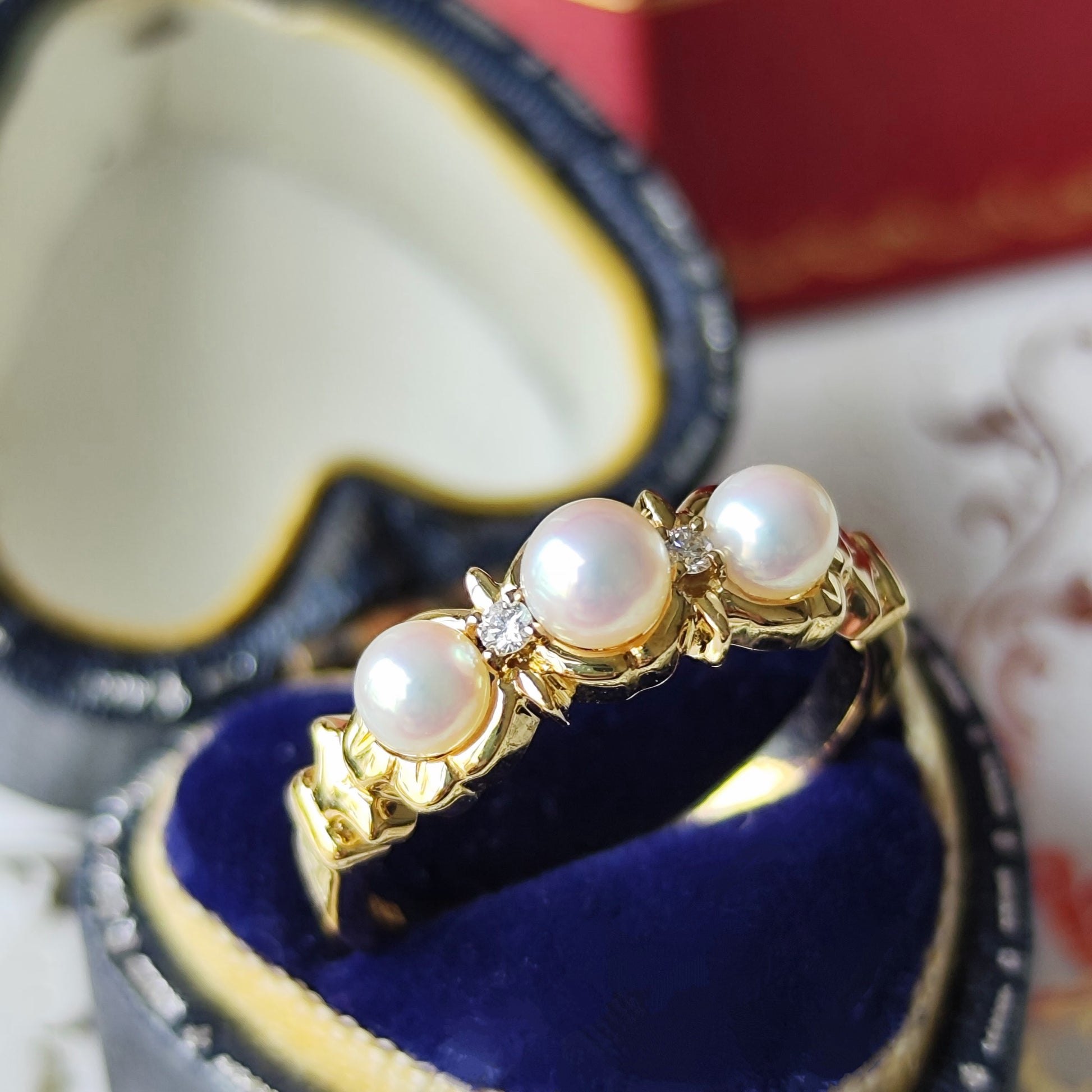 MIKIMOTO ミキモト あこや真珠 天然ダイヤモンド リング