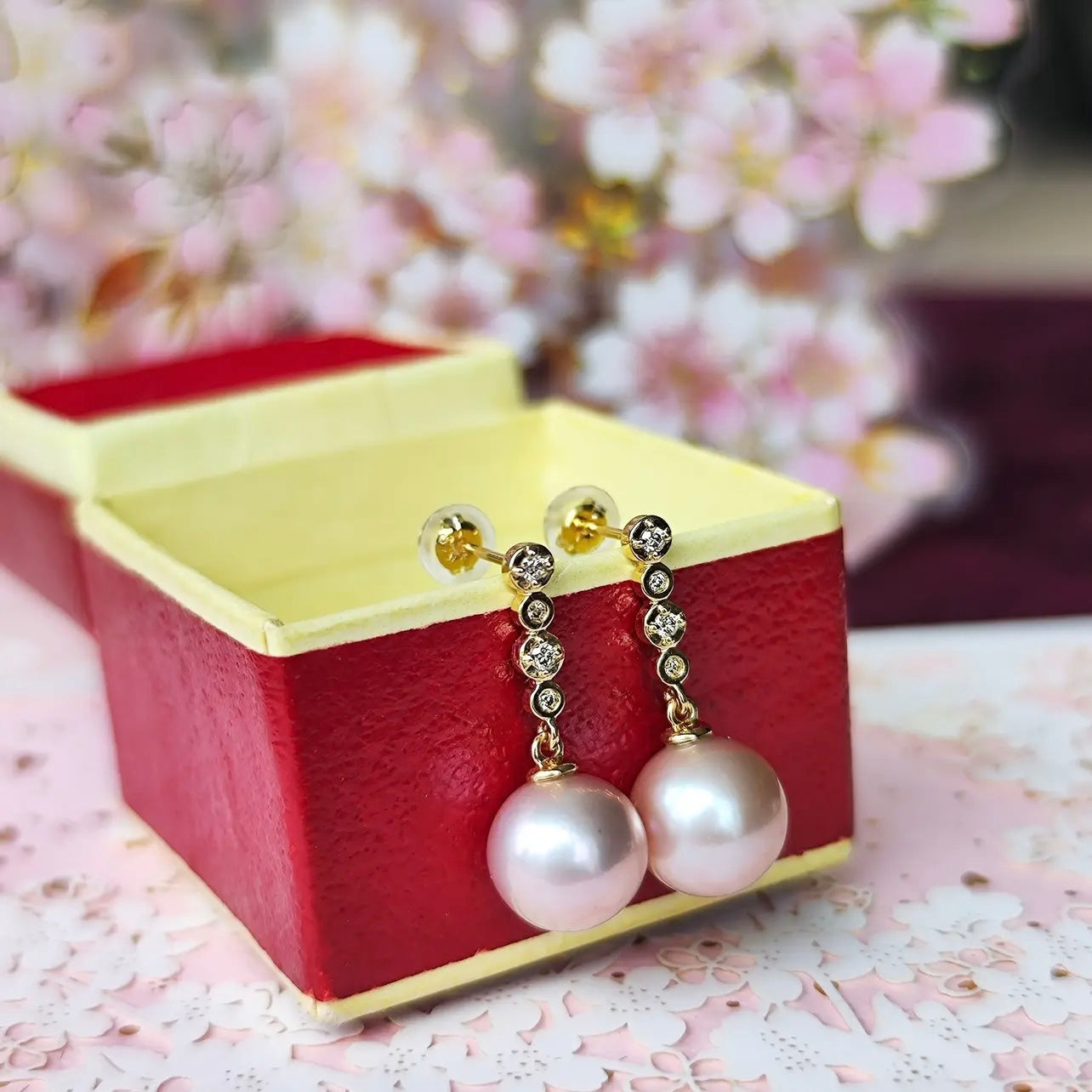 【さくらパール 】溢れ桜 18金ピアス