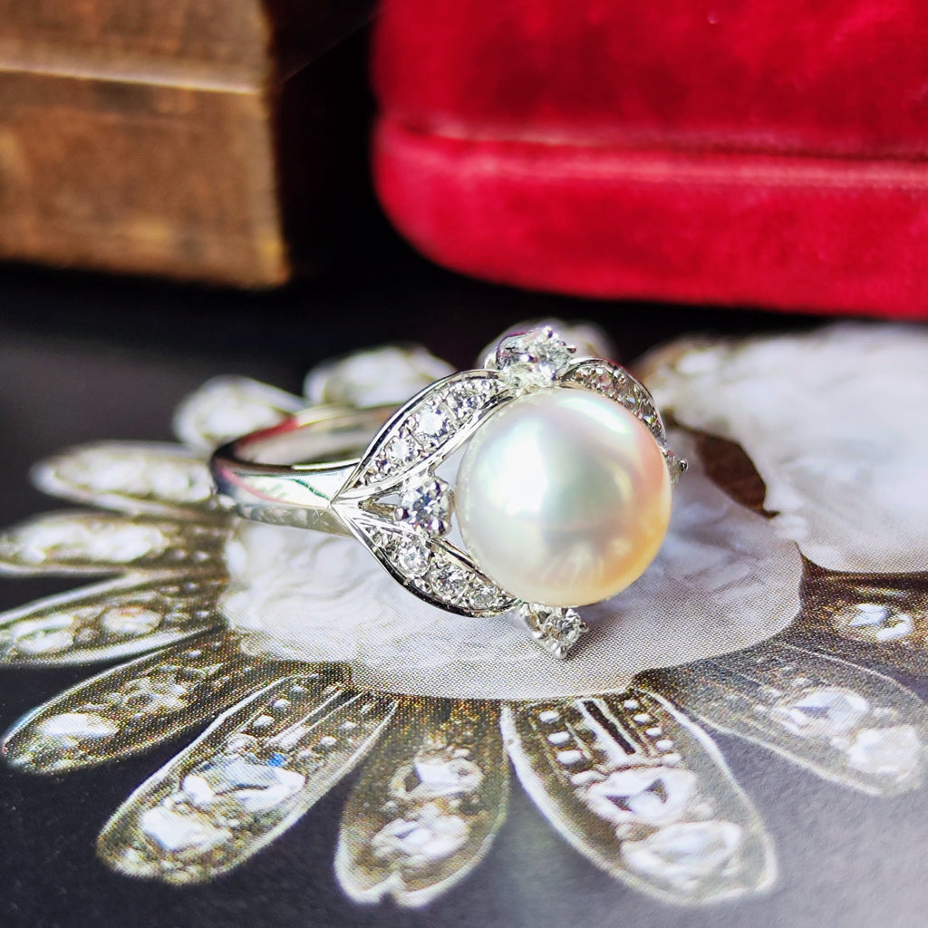 MIKIMOTO ミキモト あこや真珠 ダイヤモンド プラチナリング