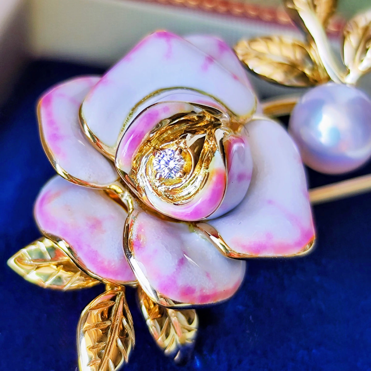 MIKIMOTO ミキモト プリンセスグレースコレクション あこや真珠 ダイヤモンド ブローチ 18金