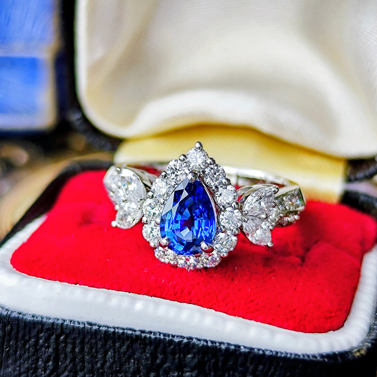 【コーンフラワー】天然サファイア 1.11ct 天然ダイヤモンド リング