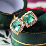 【シュガーローフ】天然エメラルド 天然ダイヤモンド ピアス