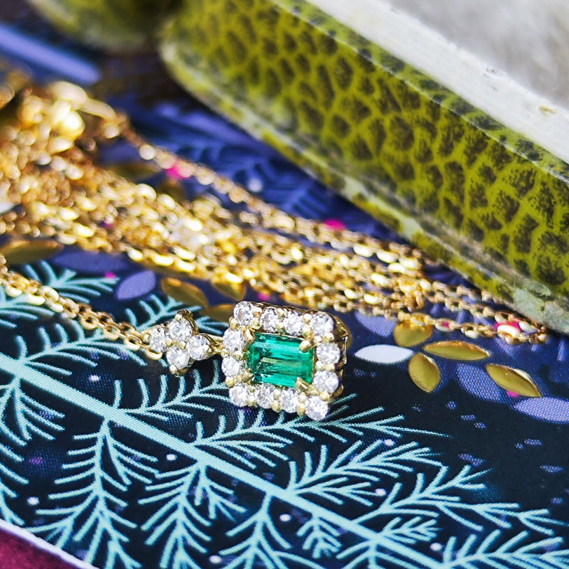 天然エメラルド 天然ダイヤモンド ネックレス