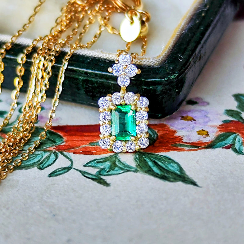 天然エメラルド コロンビア産 天然ダイヤモンド ネックレス