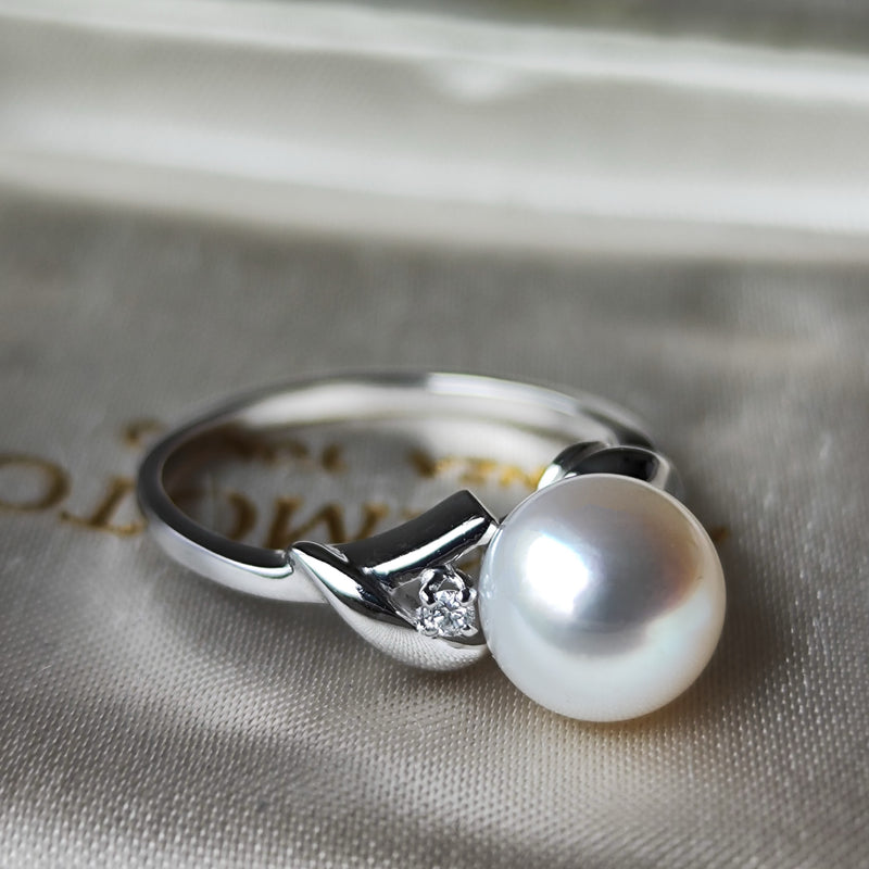 MIKIMOTO ミキモト あこや真珠 天然ダイヤモンドリング
