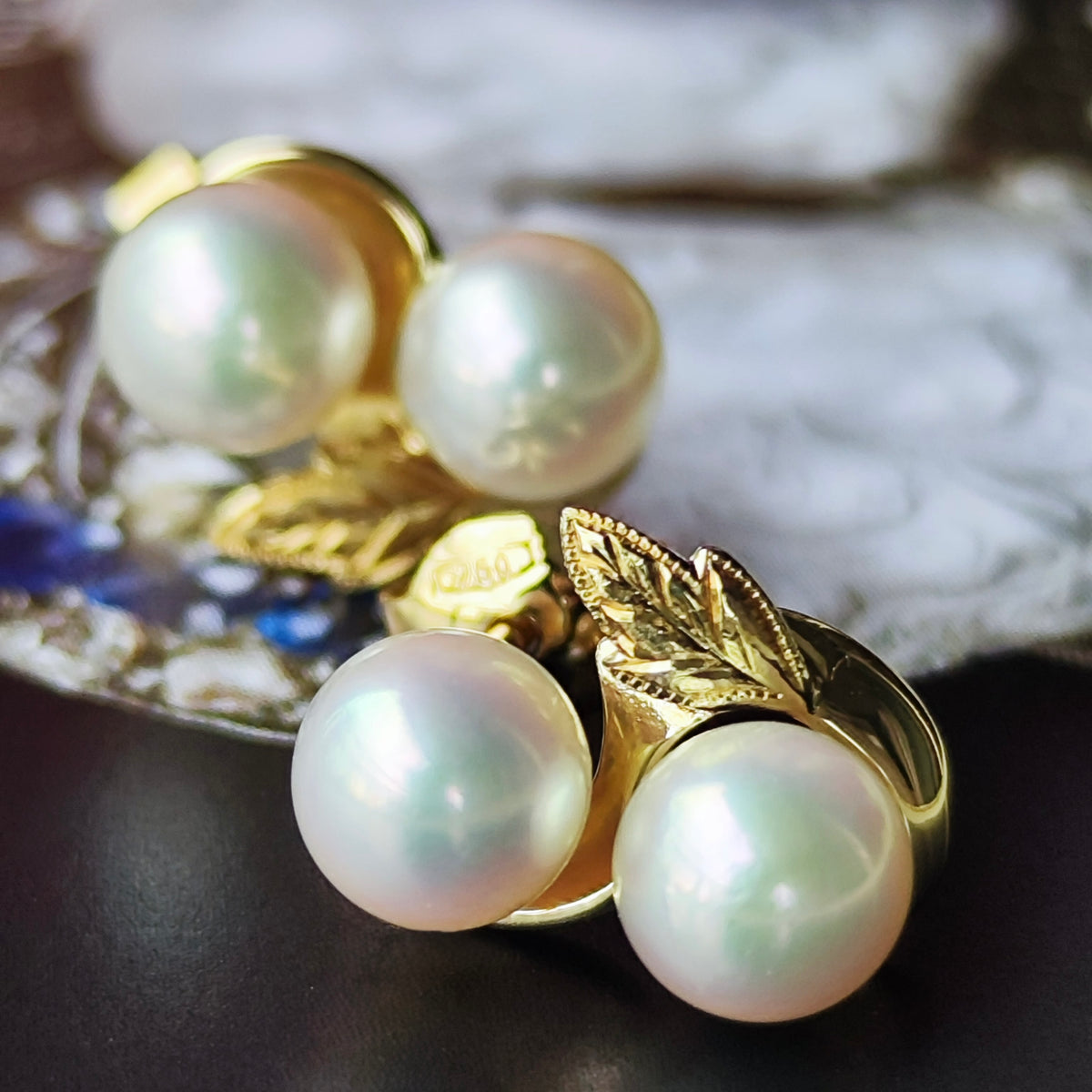 [Vintage MIKIMOTO] MIKIMOTO Akoya Pearl 14K Gold Earrings