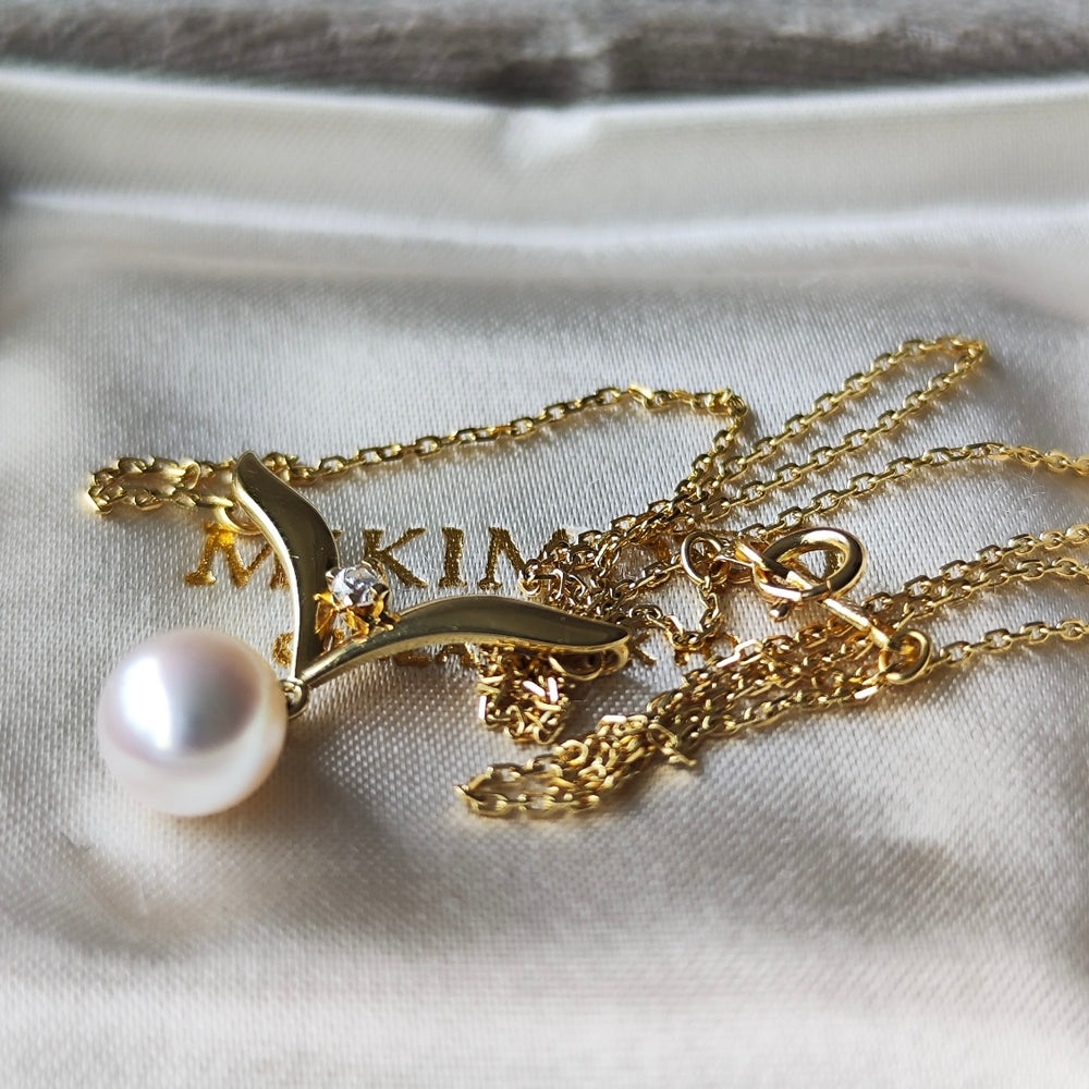 MIKIMOTO ミキモト あこや真珠 天然ダイヤモンド ネックレス